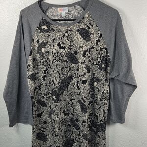 LuLaRoe Gray and Black Paisley Long Sleeve Top
